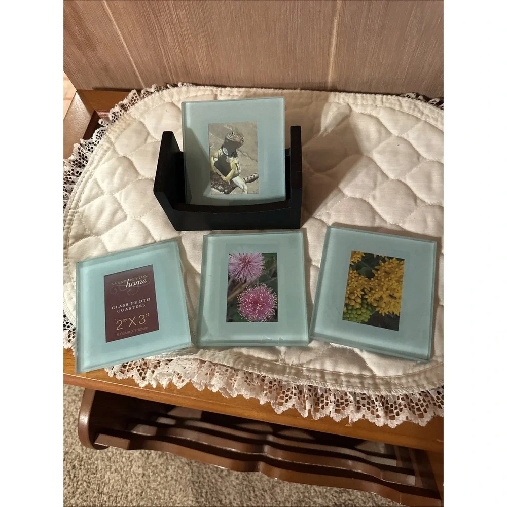 Set of 4 Sarah Peyton Home Glass Coasters‎ 2x3